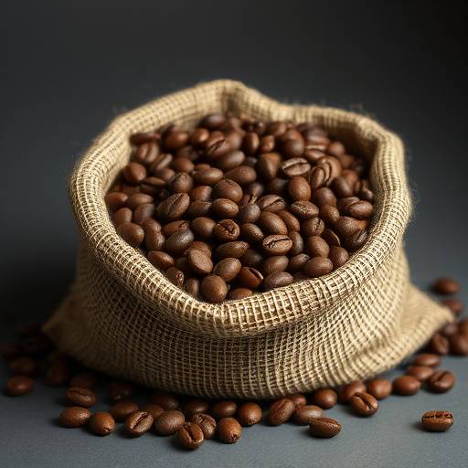 Package photo shoot: A product shot of artisanal coffee beans in a burlap sack.